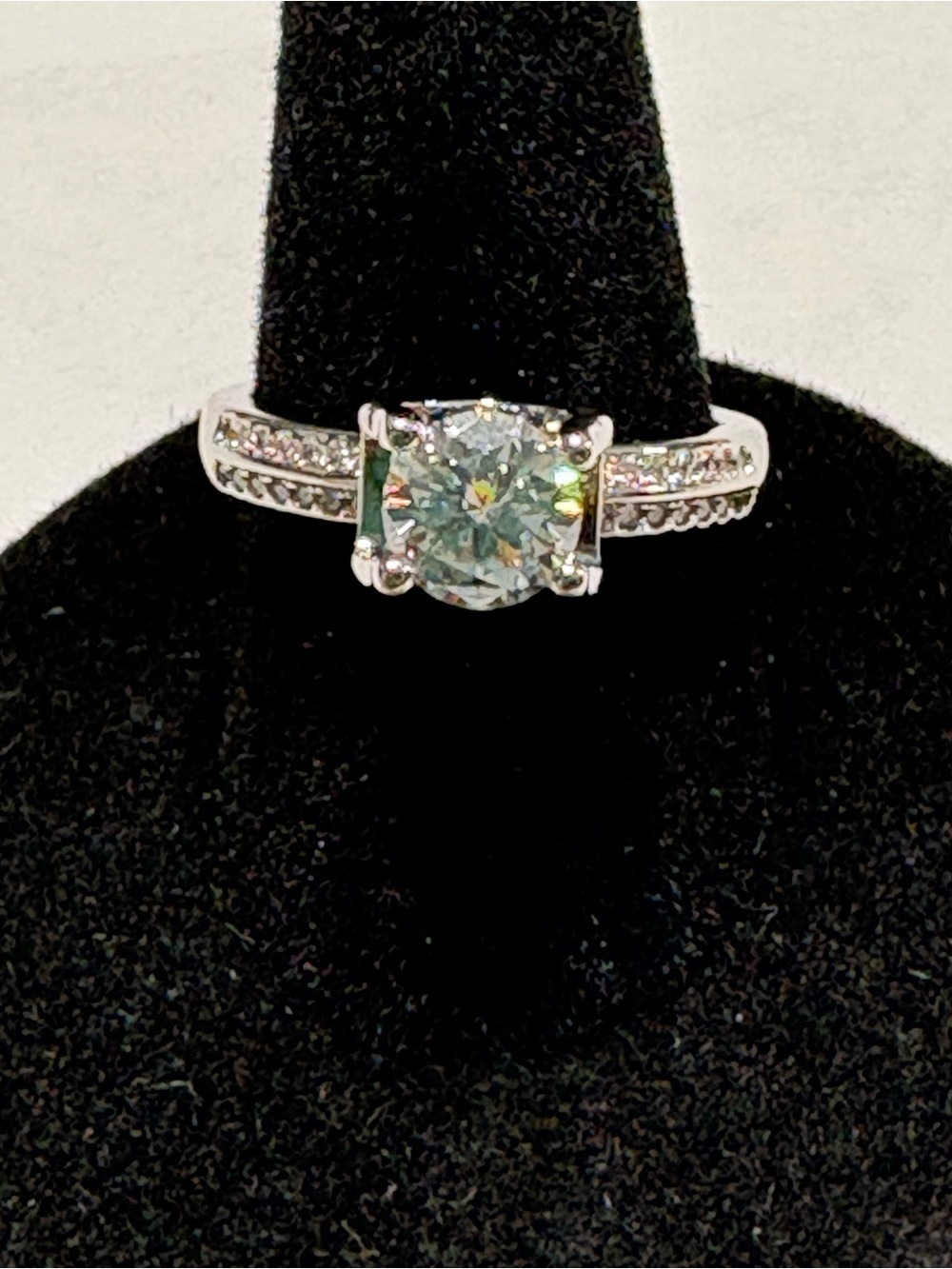 Sterling Silver Round Moissanite Ring